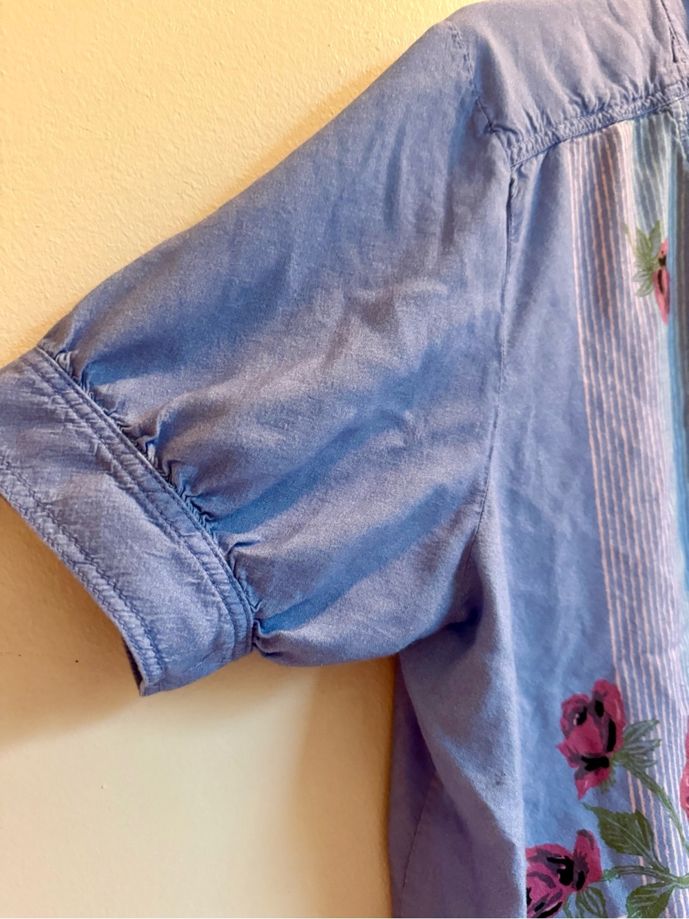 Free People We The Free Big Blooms Shirt, Large, Blue Combo - Picture 2 of 16